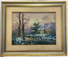 Dipinto Ad Olio Su Tavola Paesaggio Con Cornice (G42) Come Da Foto Firmato In Basso A Destra C. Nuti Tavola 35 X 45 Cm C - Huiles