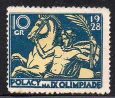 POLAND 1928 RARE 10GR AMSTERDAM NETHERLANDS OLYMPICS FUND RAISING STAMP TYPE 2 LABEL TO SUPPORT POLISH ATHLETES HORSES - Summer 1928: Amsterdam
