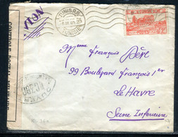 Tunisie - Enveloppe De Tunis Pour Le Havre En 1940 Avec Contrôle Postal WC360 - F 146 - Lettres & Documents