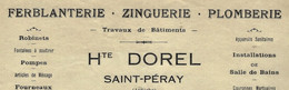 ENTETE FERBLANTERIE ZINGUERIE PLOMBERIE H.DOREL à St Péray Ardèche Pour La Commune De St Péray B.E. - 1900 – 1949
