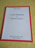 Vente Aux Enchères /L'Art Moderne à Monte-Carlo/ Etude TAJAN/Hôtel De Paris/ 1995                    CAT291 - Riviste & Cataloghi