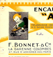 1930 SUPERBE ENTETE ENCAUSTIQUE CIRAGE Abeille Bonnet à La Garenne Colombes Paris Région Parisienne Pour Demenge Macon - 1900 – 1949