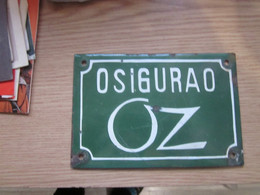 Old Tin Enamel Insurance Board Osigurao OZ 11x16 Cm - Zinn