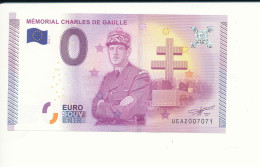 2015-1 - Billet Souvenir - 0 Euro - UEAZ - MÉMORIAL CHARLES DE GAULLE -  N° 7071 - Billet épuisé - Essais Privés / Non-officiels