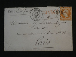 BO 2  FRANCE BELLE LETTRE CHARGEE 1866 NERAC A PARIS  +N°23 +TEXTE +CACHET CIRE +AFFRANCH.  PLAISANT++ - 1853-1860 Napoleon III