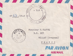 LETTRE. COMORES. 2 2 62. TERRITOIRE DES COMORES. INSPECTION DU TRAVAIL. MUTSAMUDU POUR MILLAU FRANCE - Cartas & Documentos