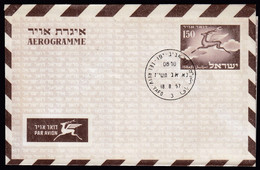 Israel Tel Aviv - Yafo 1957 Aerogramme / 150 / Flying Deer - Posta Aerea