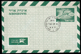 Israel Tel Aviv - Yafo 1957 Aerogramme / 250 Green / Flying Deer - Airmail