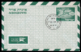 Israel Tel Aviv - Yafo 1957 Aerogramme / 250 Green / Flying Deer - Posta Aerea