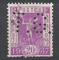 France         N°322  Perforé   TG Oblitéré  B/TB   Voir Scans  Soldes ! ! ! - Used Stamps