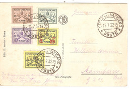 PM232/  Stamps (5) CP Piazza S.Pietro E Palazzo Vaticano Canc. Cita Del Vaticano 15/7/32 > Mannheim Germany - Lettres & Documents