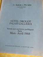 Vente Aux Enchères /Hôtel DROUOT Palais Galliera/ Vente Publique/ ADER-PICARD/ Mars- Avril 1968       CAT296 - Tijdschriften & Catalogi