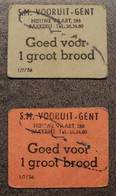 4097 S.M. Vooruit - Gent  Goed Voor 1 Groot Brood 1/7/56 (2 Stuks) - Monétaires / De Nécessité