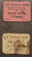 4098 S.M. Vooruit - Gent  Goed Voor 1/2 Brood 1/7/56 (2 Stuks) - Monetari / Di Necessità