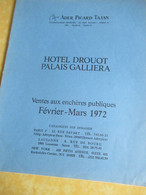 Vente Aux Enchères /Hôtel DROUOT Palais Galliera/ Vente Publique/ ADER-PICARD-TAJAN/ Février-Mars 1972   CAT298 - Tijdschriften & Catalogi