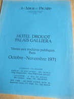 Vente Aux Enchères /Hôtel DROUOT Palais Galliera/ Vente Publique/ ADER-PICARD/ Octobre -Novembre  1971   CAT300 - Magazines & Catalogues