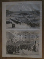 2 Gravure 1883 Paris  MANIFESTATION PARIS     P Mars Esplanade   Place Beauvau Salle Rivoli   Avenue Gabriel  9 Mars - Matériel Et Accessoires