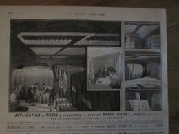 Gravure 1883  Intérieur Brasserie  Application Du Froid Systeme  RAOUL PICTET - Matériel Et Accessoires