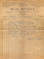 Facture Henri Boyelle à Paris Rue Du Val De Grace - Ebenisterie Tapisserie - 1950 - ...