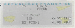 France 2002 Postcard Sent From Paris To Rio De Janeiro Brazil Meter Stamp Olivetti PR50 Paper Airplane Label €0,75 - 2000 Type « Avions En Papier »