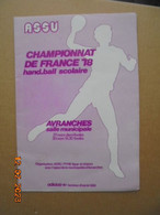 ASSU Championnat De France 78 Hand-ball Scolaire. Avranches 29-30 Mars 1978 - Programme