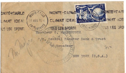 MONACO YT PA N°45 UPU OBLITERE SEUL SUR LETTRE POUR LES ETATS UNIS - Storia Postale