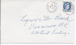 16501) Canada Cover Brief Lettre 1962 Closed BC British Columbia Post Office Postmark Cancel Wadhams - Storia Postale