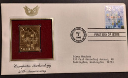 First Day Of Issue "Computer Technology , 50th Anniversary" Gold Stamp Replica 1996 22K Gold Stamps - 1991-2000