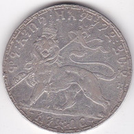 Éthiopie 1 Birr EE 1895 – 1903,   Menelik II, Patte Avant Droite Levée, En Argent , KM# 19 - Ethiopia