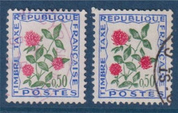 Paire De Timbre Taxe N°101 Teintes Différentes à L'impression, 2 Oblitérés 50c Trèfle - Used Stamps