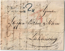 SWISS / SCHWEIZ / STAMPLESS FROM ST. GALLEN TO LICHTENSTEIG 18.4.1823 CANCELLATION ST GALLEN - DOUBLE PORT OF TAXATION - ...-1845 Préphilatélie