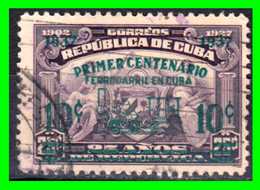 .CUBA ( NORTE AMERICA ) SELLO AÑO 1937 CENTENARIO DEL FERROCARRIL CUBANO SELLO DE 1925 SOBRECARGADO - Gebraucht