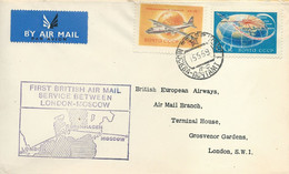 Enveloppe Commémorative Du 1er Vol Londres-Moscou Le 15 Mai 1959 Par British European Airways - Maschinenstempel (EMA)