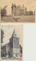 CARTES  POSTALES        JODOIGNE  (Belgique)               EGLISE SAINT LAMBERT  + CHÂTEAU DES CAILLOUX - Geldenaken