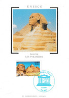 " UNESCO 2001 : LES PYRAMIDES DE GUIZEH " Sur Carte Maximum En Soie 2001  N° YT Serv 124. Parfait état CM à Saisir ! - Aegyptologie