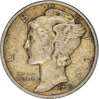 Monnaie, États-Unis, Mercury Dime, Dime, 1939, U.S. Mint, Philadelphie, TTB - 1916-1945: Mercury (Mercurio)
