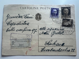 ITALY WWII 1942 Stationary With Stamp And R Label  CAPODISTRIA  ->  LUBIANA (No 2061) - Ljubljana