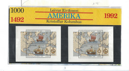 Iceland Island And Faroe Islands 1992 Leivur Eiriksson / Kristoffur Kolumbus Amerika, Folder With Blocs MNH(**) - Ongebruikt