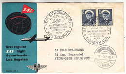 Groenland - Lettre De 1954 - Oblit Stromfjord - Vol Spécial - Cachet De Kobenhavn - - Storia Postale