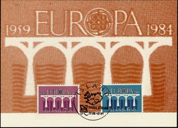 Islande - Island - Iceland CM 1984 Y&T N°567 à 568 - Michel N°MK614 à 615 - EUROPA - Maximum Cards