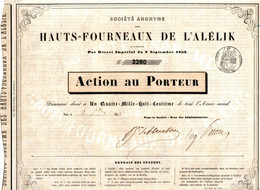 S.A. Des Hauts-Fourneaux De L'Alélik - Action Au Porteur - Algérie - Paris Octobre 1854. - Industry