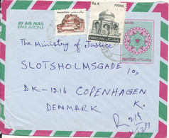 Pakistan Registered Uprated Air Mail Postal Stationery Cover Sent To Denmark - Pakistan