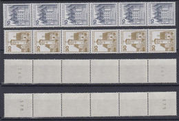 Berlin 532 II + 534 II Letterset RM 6er Streifen Burgen+Schlösser 10 + 30 Pf ** - Roller Precancels