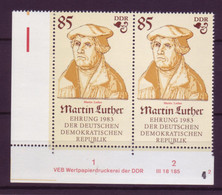 DDR 2757 Druckvermerk Im Paar 500. Geburtstag Martin Luther 85 Pf Postfrisch - Autres & Non Classés