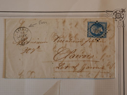 BO1  FRANCE  BELLE LETTRE RR 1861 PETIT BUREAU  LAYRAC A CLAYRAC    +NAP N° 14  + CACHET RARE +AFFRAN. INTERESSANT+ + - 1853-1860 Napoléon III.