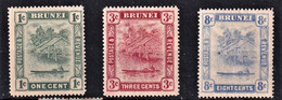 BRUNEI 1908 1C+3C+8C MLH  SG 34+37+41 VF - Brunei (...-1984)