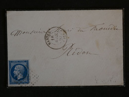 BO1  FRANCE  BELLE LETTRE RR 1862  NANTES A REDON +NAP N° 14  +  +AFFRANC. INTERESSANT+ + - 1853-1860 Napoléon III.