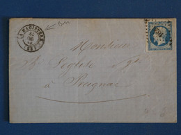 BO1  FRANCE  BELLE LETTRE RR 1858 PETIT BUREAU LA MAGISTERE A PREIGNAC  +NAP N° 14  +  +AFFRANC. INTERESSANT+ + - 1853-1860 Napoleone III