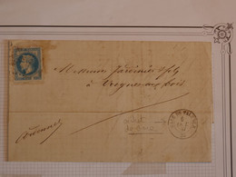 BO1  FRANCE  BELLE LETTRE FERROVIAIRE RR 1870 CACHET DE GARE VALENCE A VIGNES +NAP N° 29   +  +AFFRANC. INTERESSANT+ + - 1862 Napoléon III.