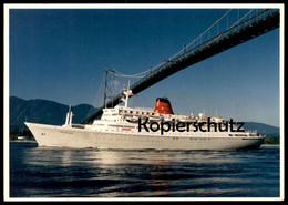 ÄLTERE POSTKARTE M.V. SAGAFJORD LEAVING VANCOUVER CUNARD LINE KREUZFAHRTSCHIFF Schiff Motorschiff Ship Bateau Postcard - Steamers
